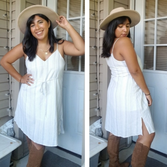 IVORY WHITE BLUE CREAM CAMI DRESS - Picture 2 of 9